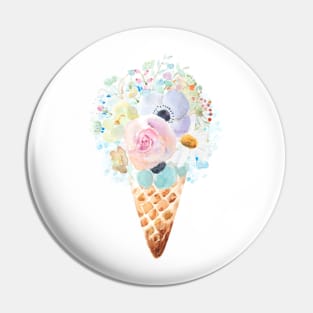 sweet  flowers cone watercolor Pin