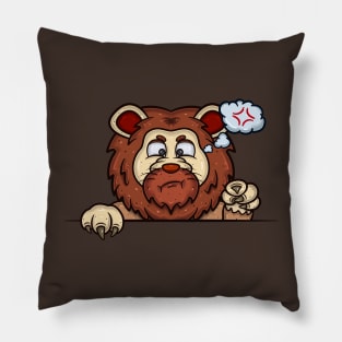 Lion Cartoon With Angry Face Expression Pillow