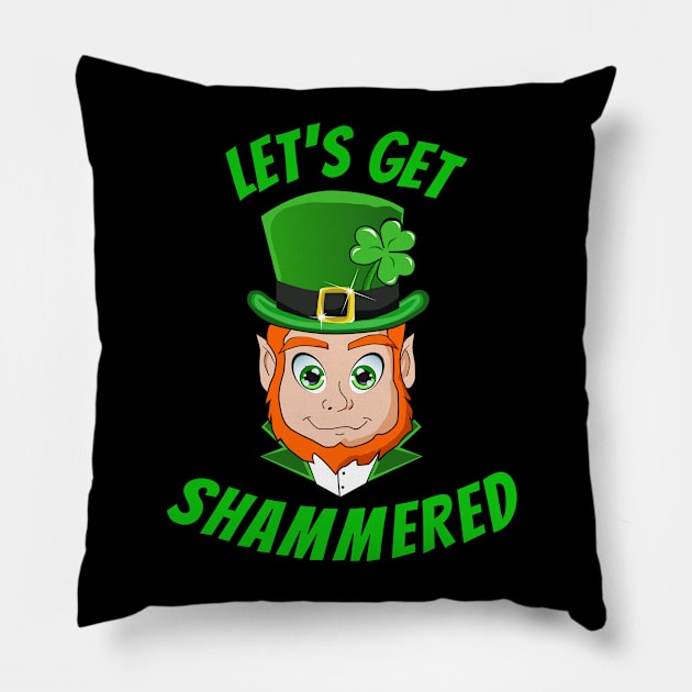 Funny Saint Patricks Day Shamrock and Beer Drinking tshirt Pillow by BansheeApps