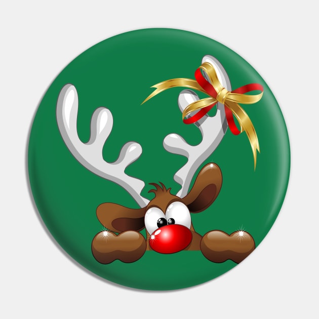 Funny Christmas Reindeer Cartoon Pin by BluedarkArt