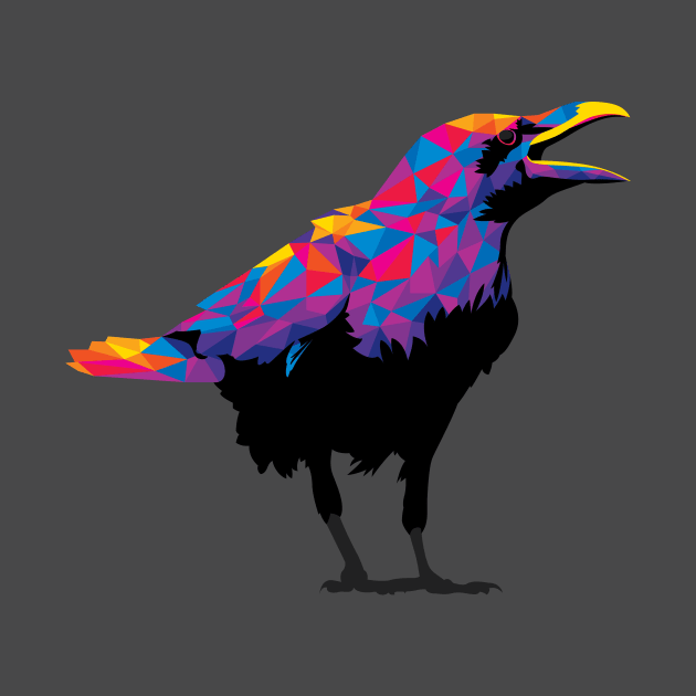 Rainbow Colorful Raven by polliadesign