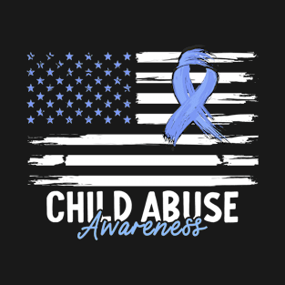 Child Abuse Prevention Awareness Month Blue Ribbon gift idea T-Shirt