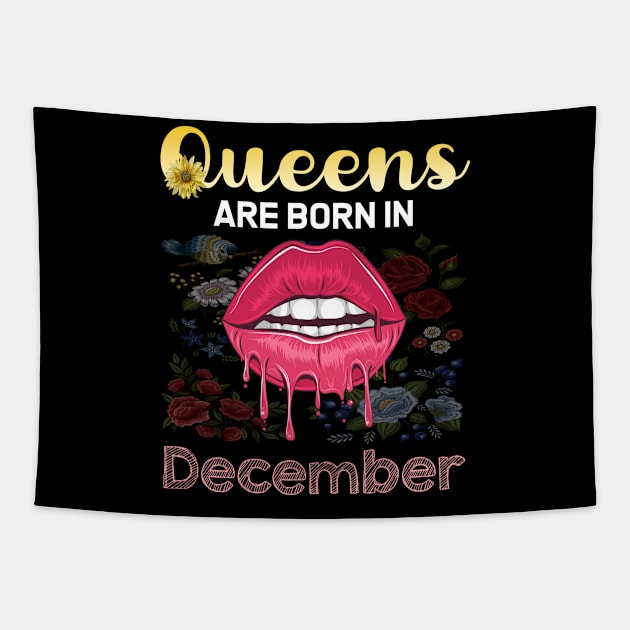 Queen Pink Lips December Tapestry by symptomovertake