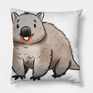 Cute Wombat Drawing Pillow