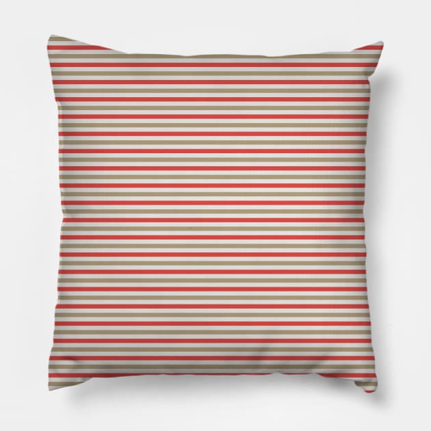 Thin Retro Brown and Red Stripes Pillow by kallyfactory