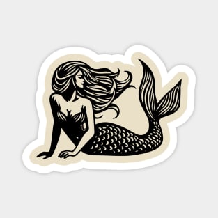 Woodcut Mermaid Magnet