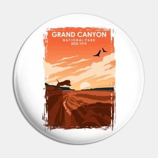 Grand Canyon Vintage Minimal Retro National Park Travel Poster Pin