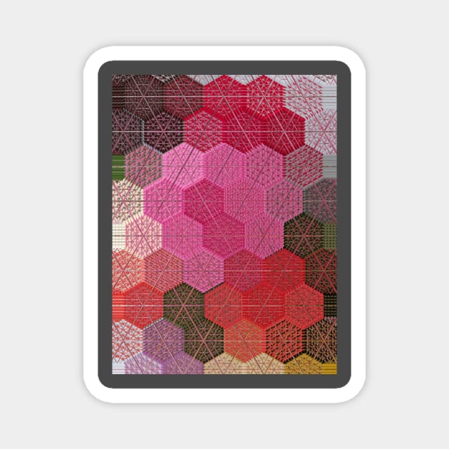 Hexagon brodery decorative pattern Magnet by COLORAMA