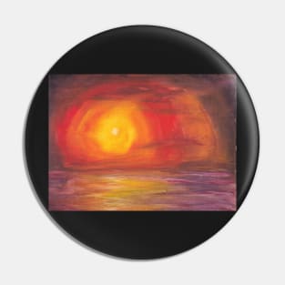 Sun Sinking Into the Water Sunset Landscape Painting Pin