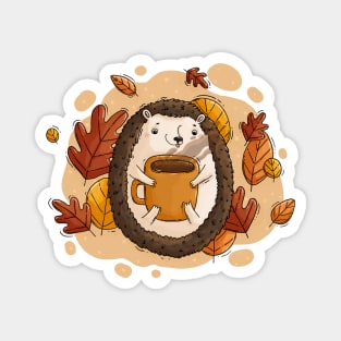 Autumnal Hedgehog with coffee Magnet