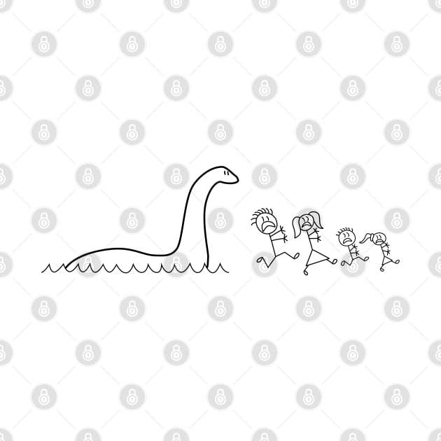 Nessie chases stick family by Stacks