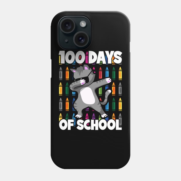 100th Day of School Teacher Dabbing Cat Students Phone Case by RadStar