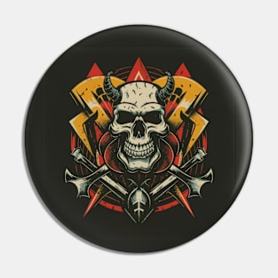 Skull Head Warrior Dark Fantasy Illustration Pin