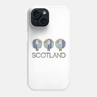 Trio of Scottish Blue and Yellow Tartan Patterned Sheep Phone Case