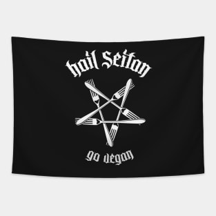 Hail Seitan - Go vegan 1.1 (white) Tapestry