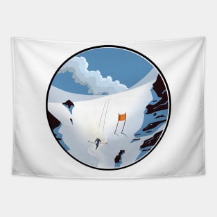 retro ski logo Tapestry