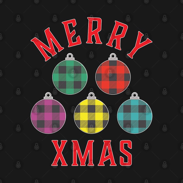 Merry Xmas Buffalo Plaid Ornaments by DPattonPD