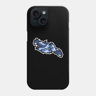 Lasqueti Island Silhouette in Blue Camouflage Pattern - Army Camo - Lasqueti Island Phone Case