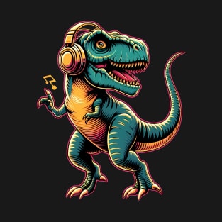 Dancing T-Rex with Headphone T-Shirt