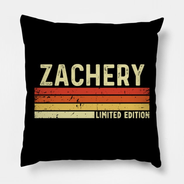 Zachery Name Vintage Retro Limited Edition Gift Pillow by CoolDesignsDz