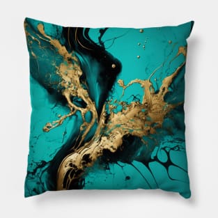 Cascade of Cyan - Abstract Alcohol Ink Resin Art Pillow