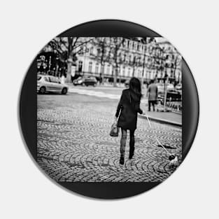 Parisian girl and puppy on Champs-Élysées Pin