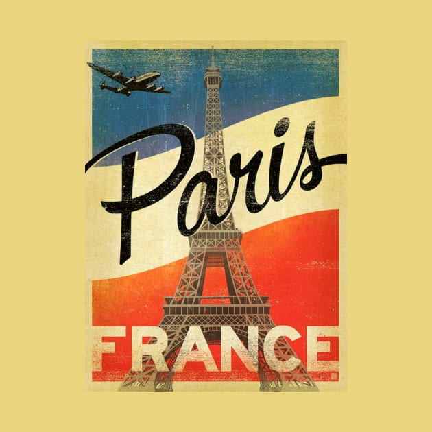 Vintage Travel Poster - Paris France Eiffel Tower by Starbase79