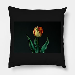 Fiery Tulip Still Life Pillow