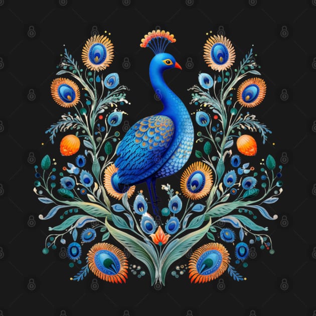 A Cute Peacock Scandinavian Art Style by Studio Red Koala