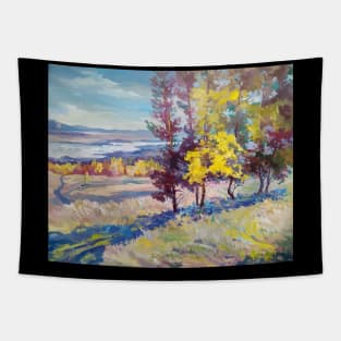 Pine forest landscape autumn Tapestry