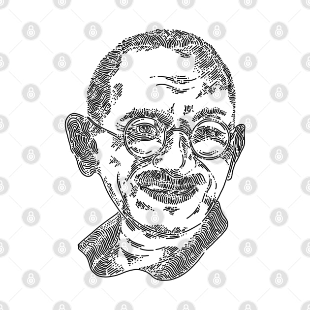 Mahatma Gandi Line Art by Merchsides