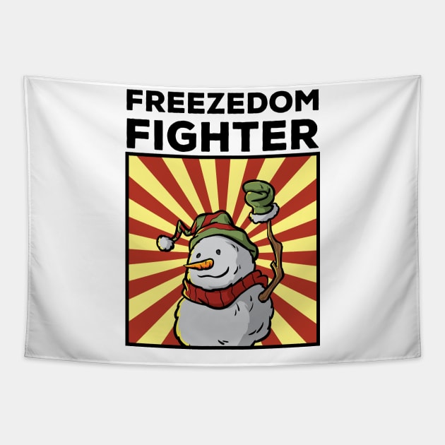 Vintage Snowman Freezedom Fighter Pun Resist Revolution Tapestry by TellingTales