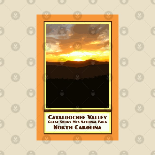 Vintage Travel Cataloochee Valley Sunset by candhdesigns