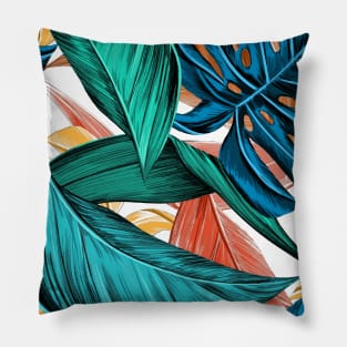 Blue-ish palm leaves Pillow