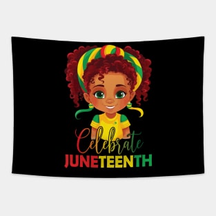 African Black Girl Toddler Girls Kids Celebrate Juneteenth Tapestry