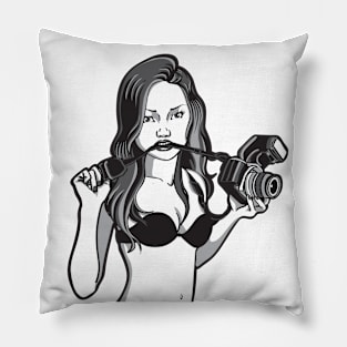 Girl with camera Pillow