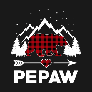 Pepaw Bear Buffalo Plaid Matching Family Christmas Pajama T-Shirt