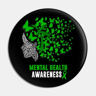 Womens Mental Health Awareness Green Ribbon Girl Pin