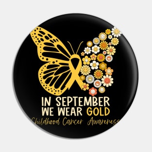In September We Wear Yellow Butterfly Ribbon Flowers Pin