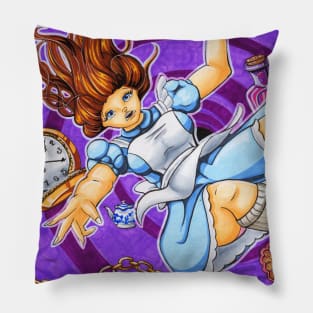 Alice down the rabbithole Pillow