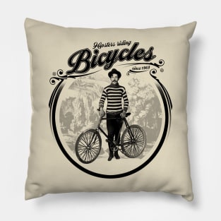 Hipsters riding bicycle since 1903 Pillow