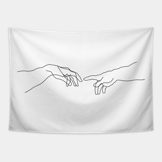 Creation Of Adam Minimal Drawing Creation Of Adam Tapestry Teepublic