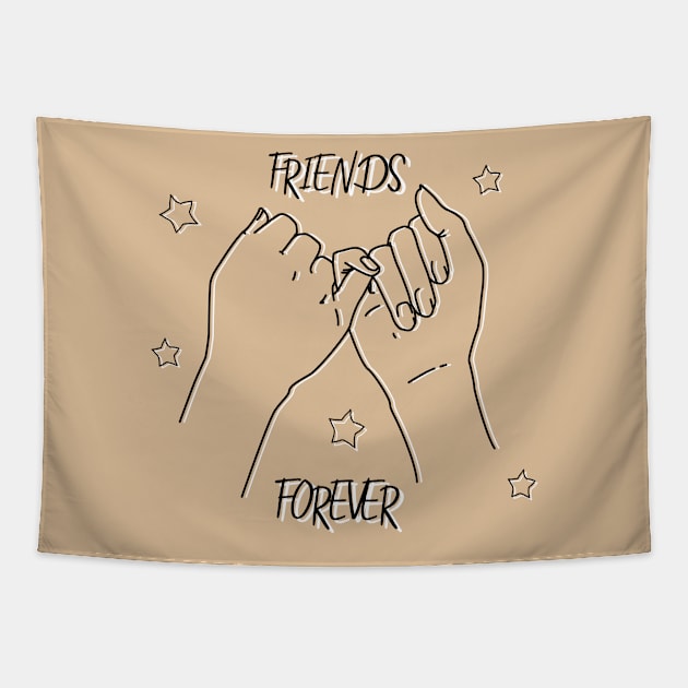 vintage pinky swear doodle star pinky promise poster i swear print hands line art printable wall art best friends forever Tapestry by Modern Art