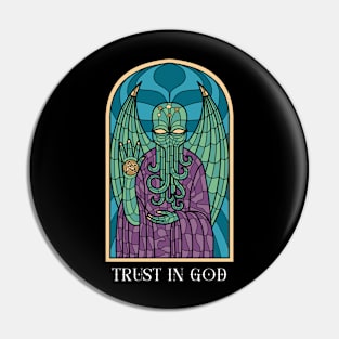 Cthulhu's Awakening: Unholy Presence in the Church Pin