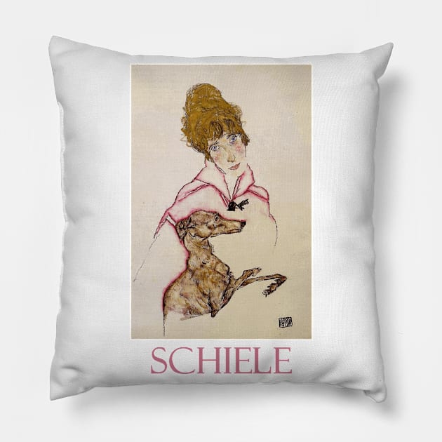 Woman with Greyhound, Edith Schiele (1916) by Egon Schiele Pillow by Naves