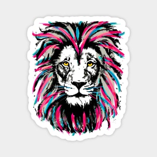 Pink Lion Head - Lion Purple by Tigazprint Magnet