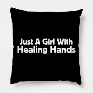 Girl With Healing Hands Pillow