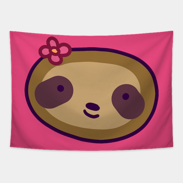 Flower Sloth Face Tapestry by saradaboru