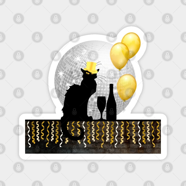 Chat Noir New Year Eve Magnet by HolidayBug