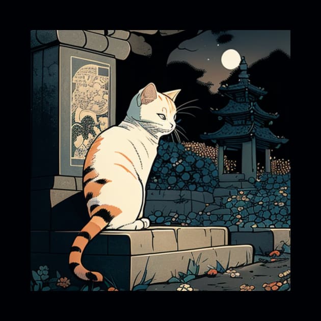 White Cat in Cemetery by Star Scrunch